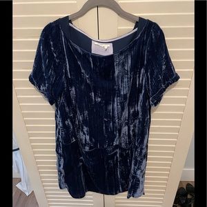 Anthro velvet-looking blue dress